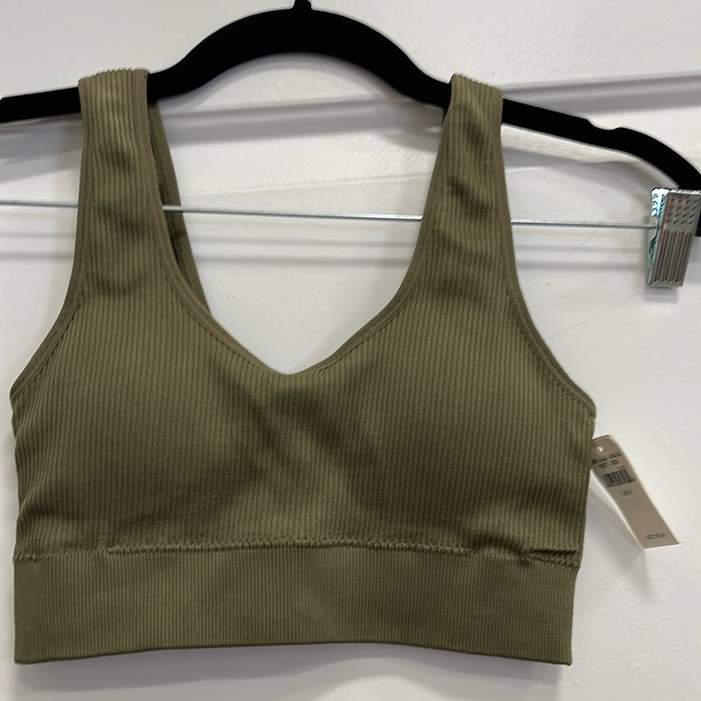 Aerie ribbed sports bra, size small, green, never worn